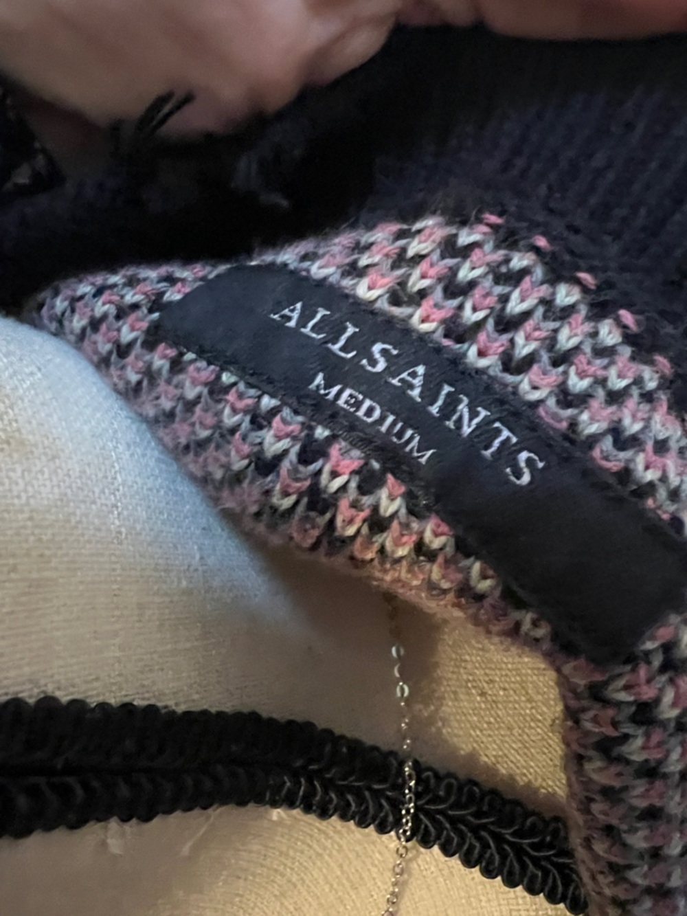 #1743 All Saints Hester Jacquard Cardigan Medium - Picture 9 of 9